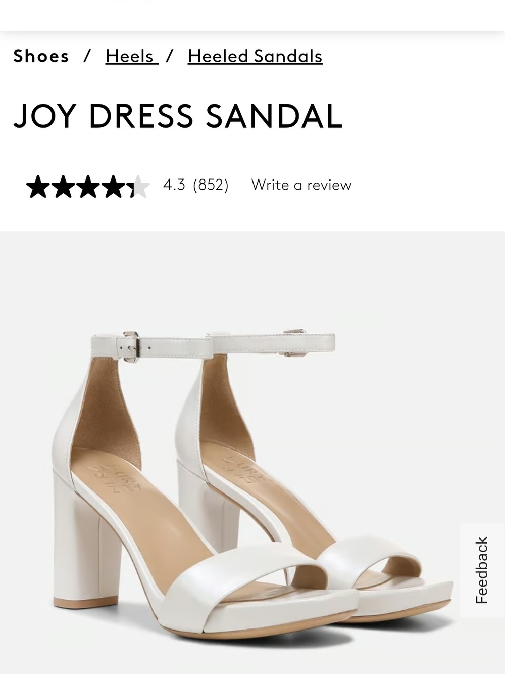 Naturalizer Womens White Dress Joy Sandals New 9m
